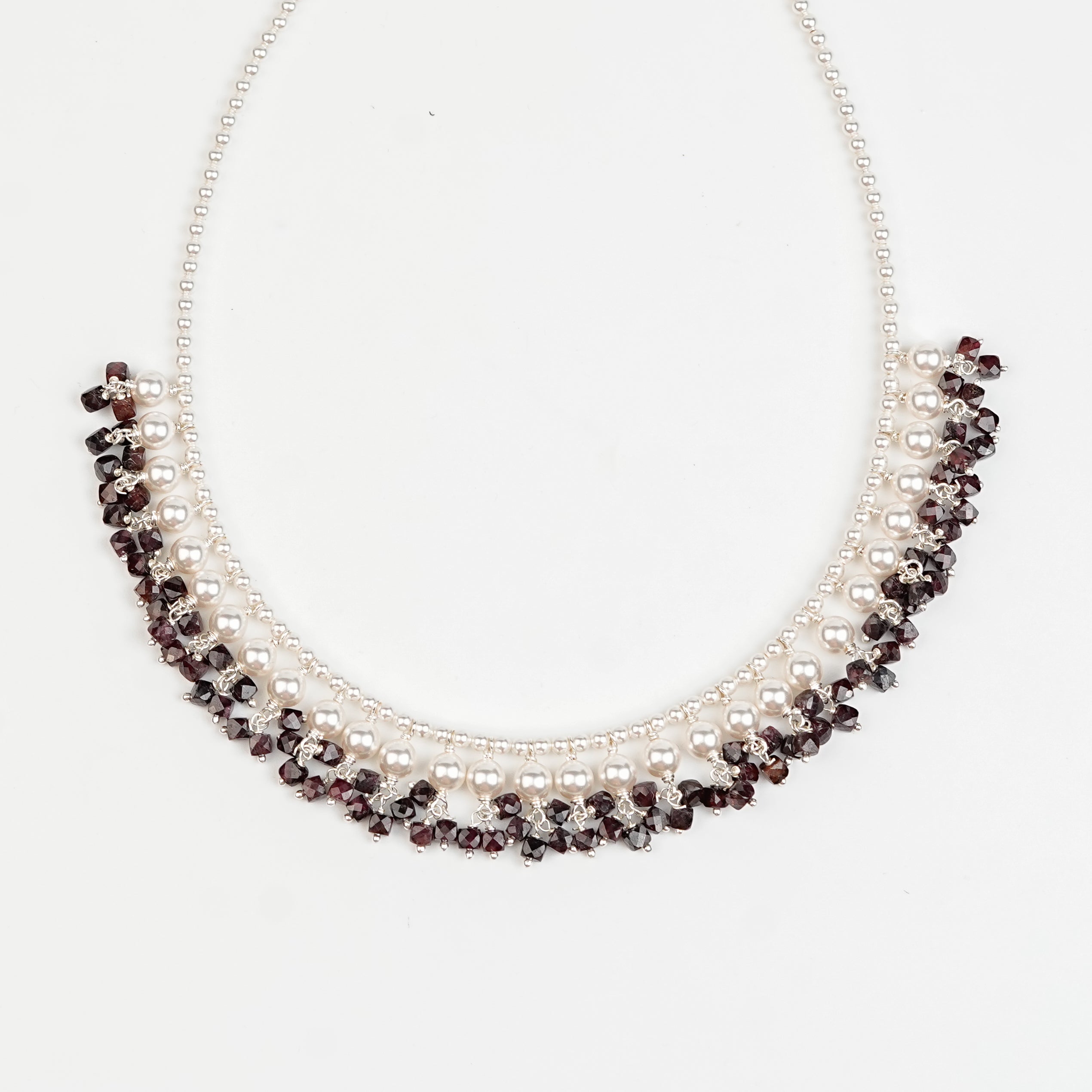 Luxe Necklace - Garnet and Pearls