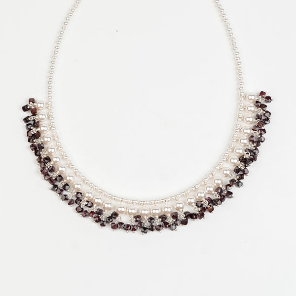 Luxe Necklace - Garnet and Pearls