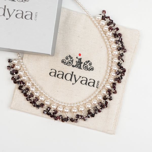 Luxe Necklace - Garnet and Pearls