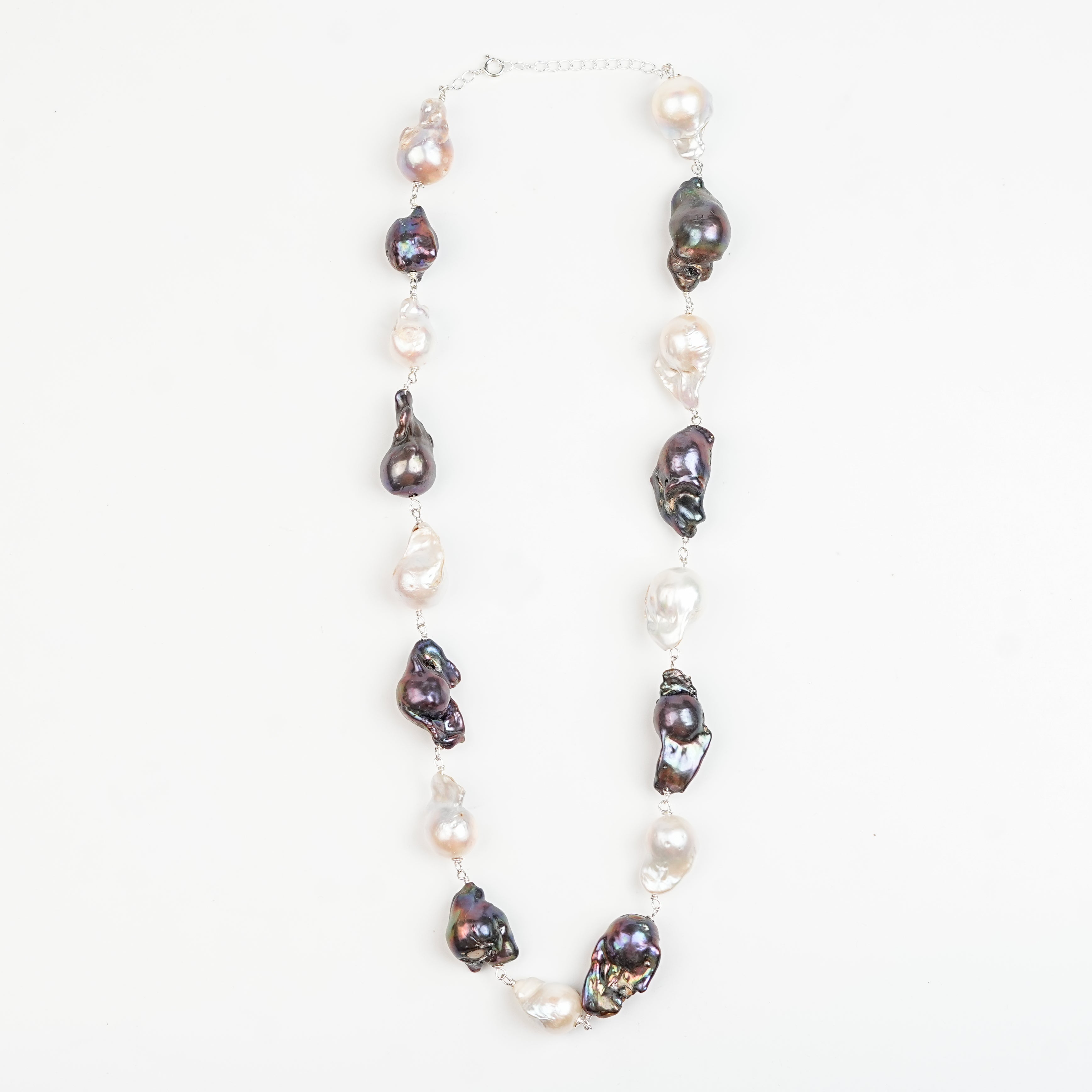 White and Black Baroque Pearl Ganthan Necklace