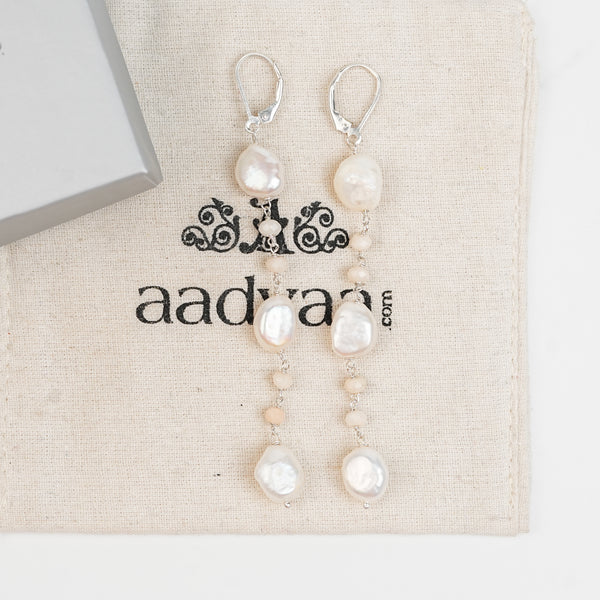 White Jade and Pearl Earrings (Project Handmade)