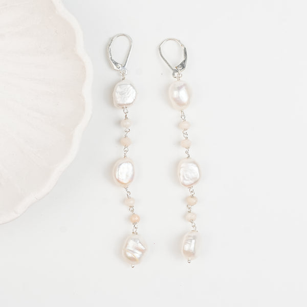 White Jade and Pearl Earrings (Project Handmade)