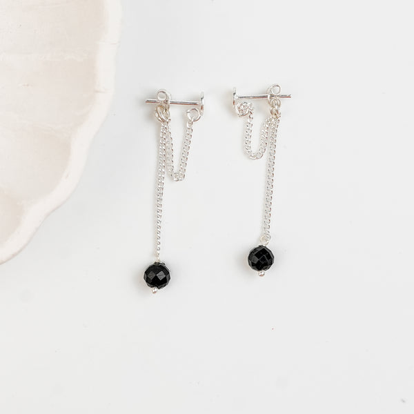Black Spinel Dangler Earrings | 92.5 Sterling Silver