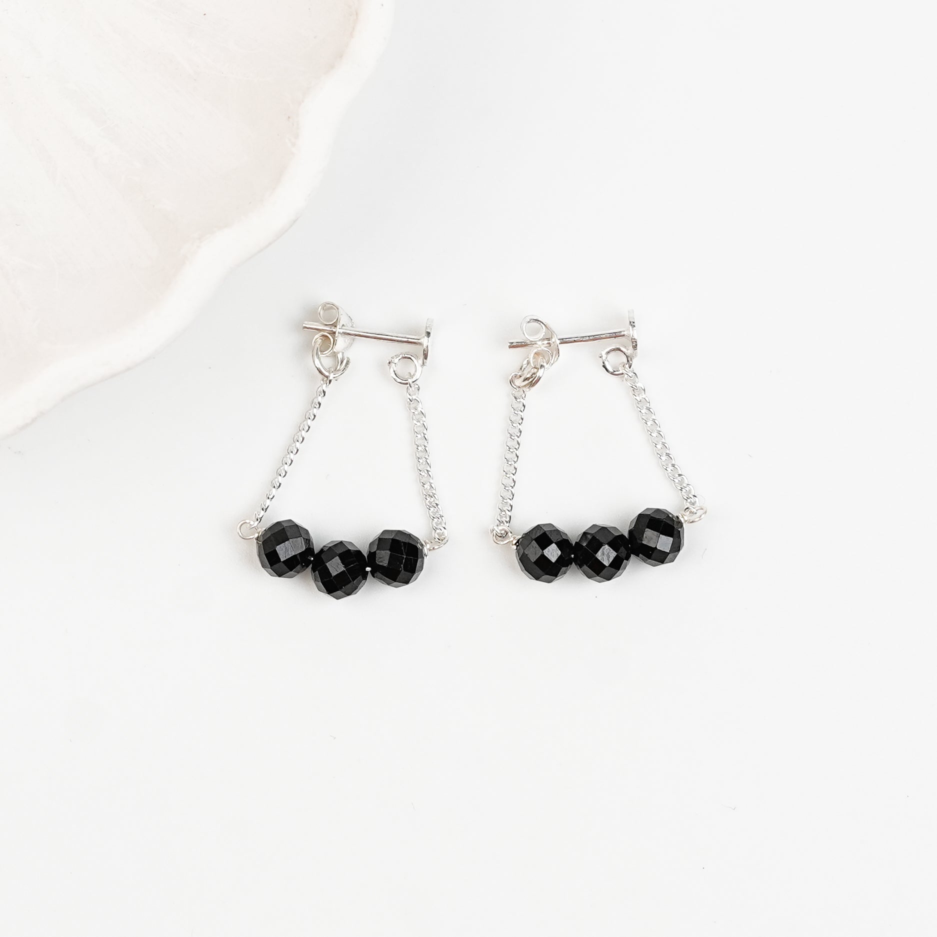 Three Black Spinel Trinket | 92.5 Sterling Silver
