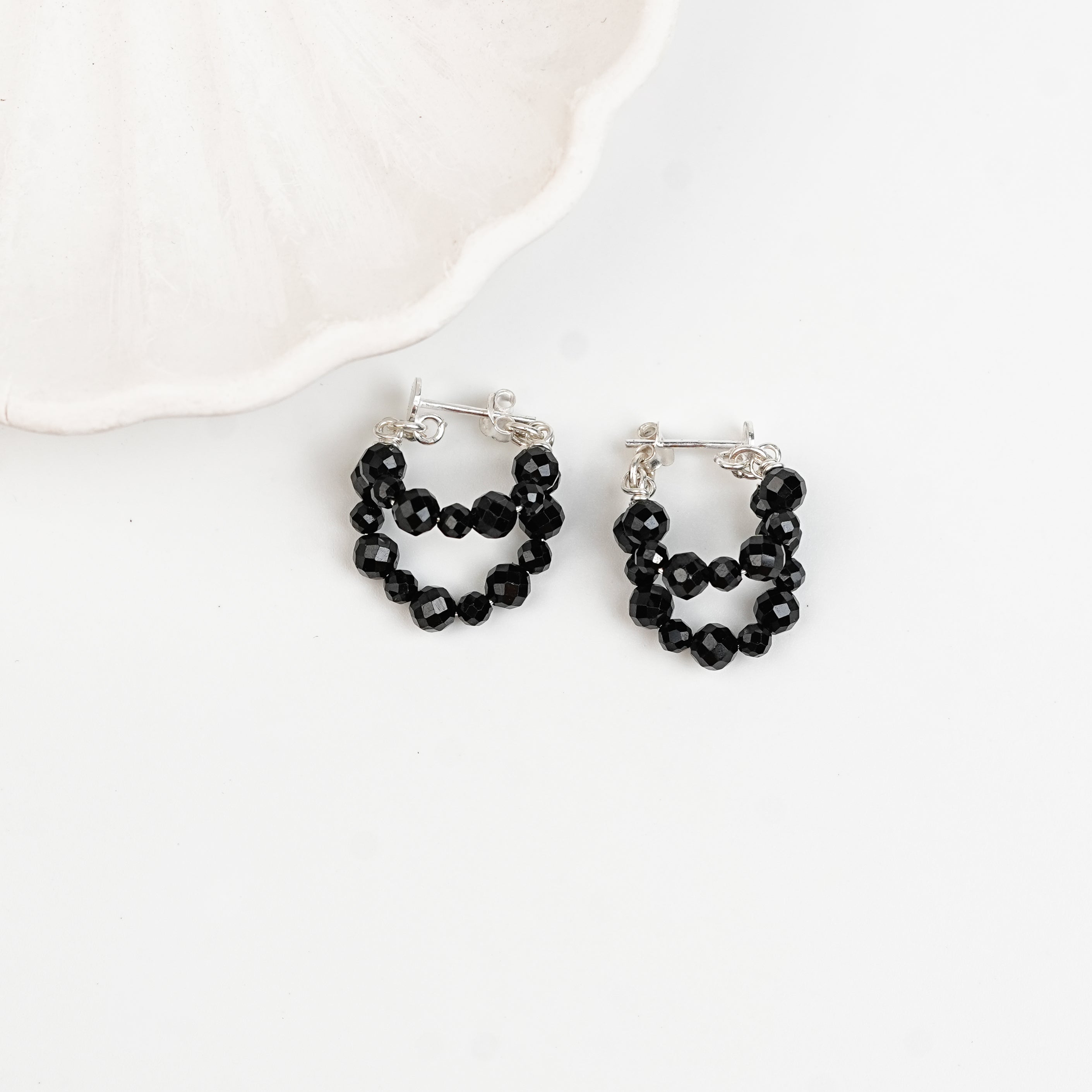 Double Layer Black Spinel Trinket | 92.5 Sterling Silver