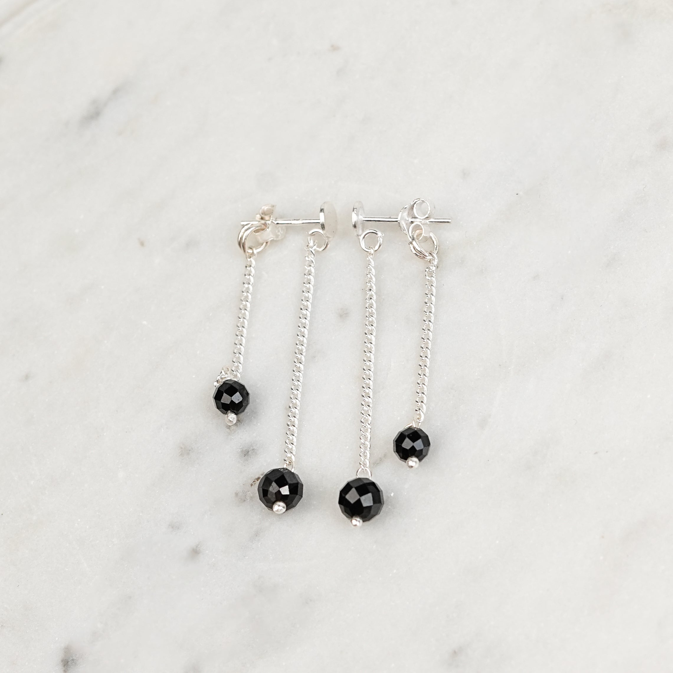 Double Black Spinel Drop Earrings | 92.5 Sterling Silver