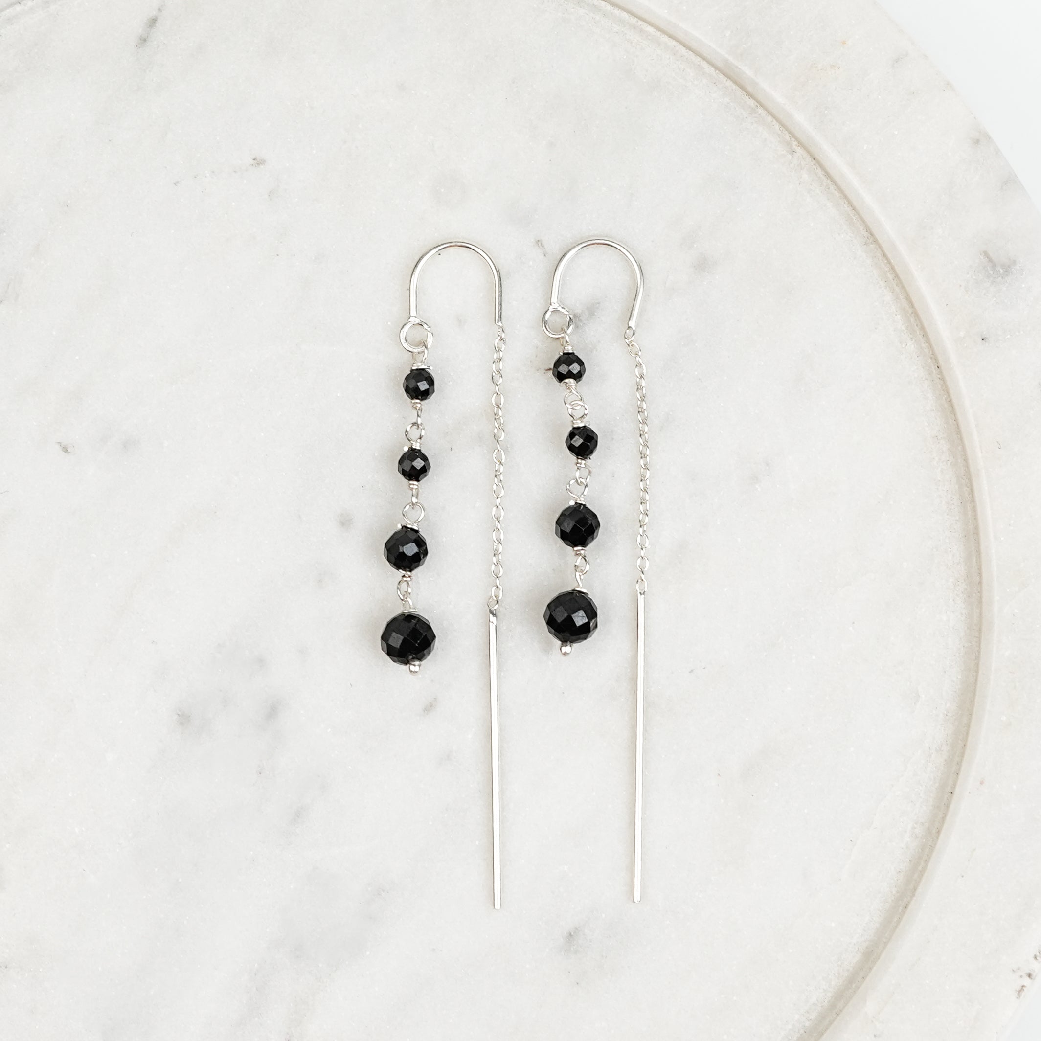 Black Spinel Knot Sui Dhaaga Earrings | 92.5 Sterling Silver