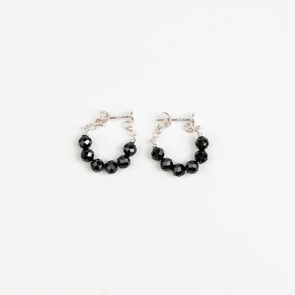 Black Spinel Halo Earrings | 92.5 Sterling Silver