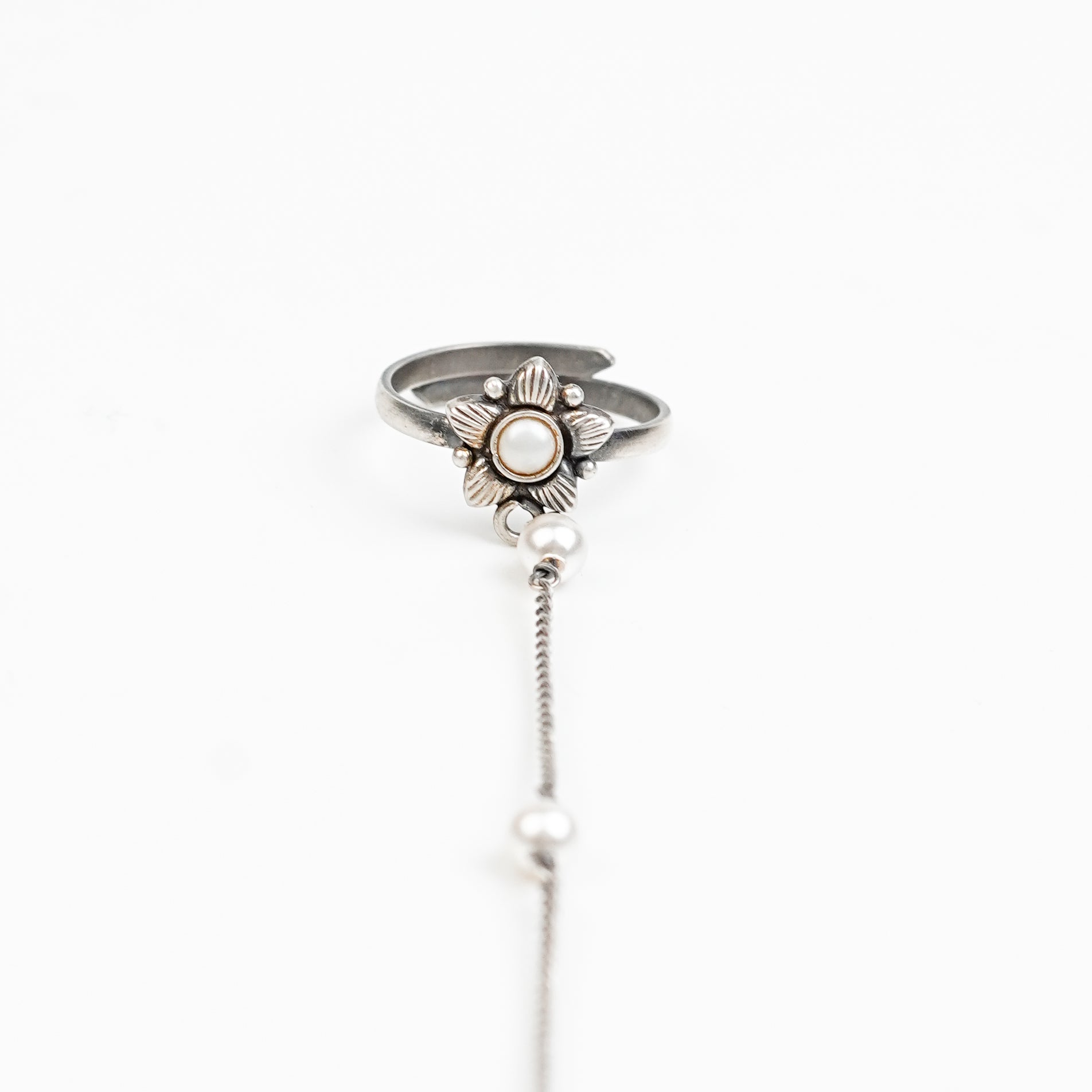 Pearl & Flower Haath Phool | 92.5 Sterling Silver