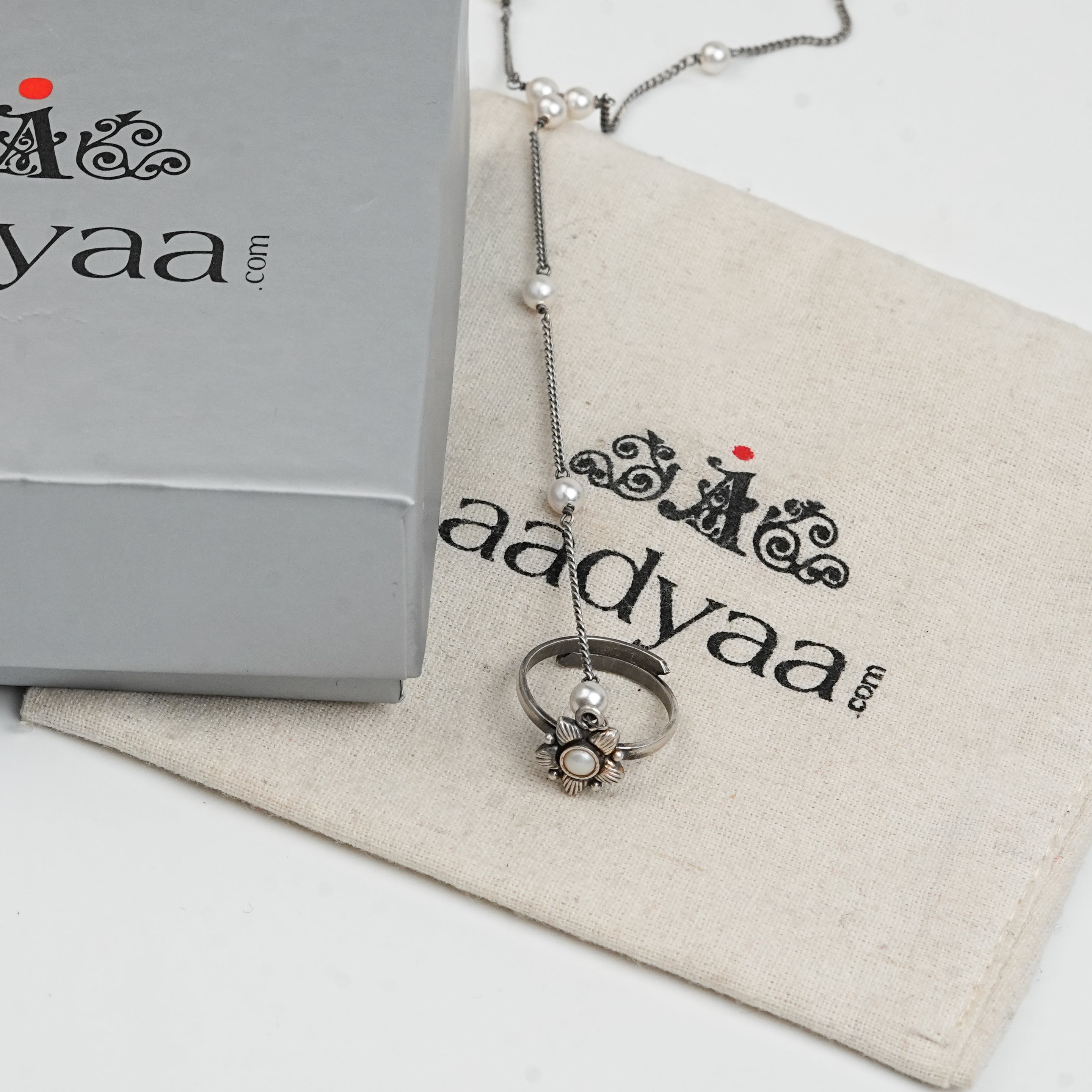 Pearl & Flower Haath Phool | 92.5 Sterling Silver