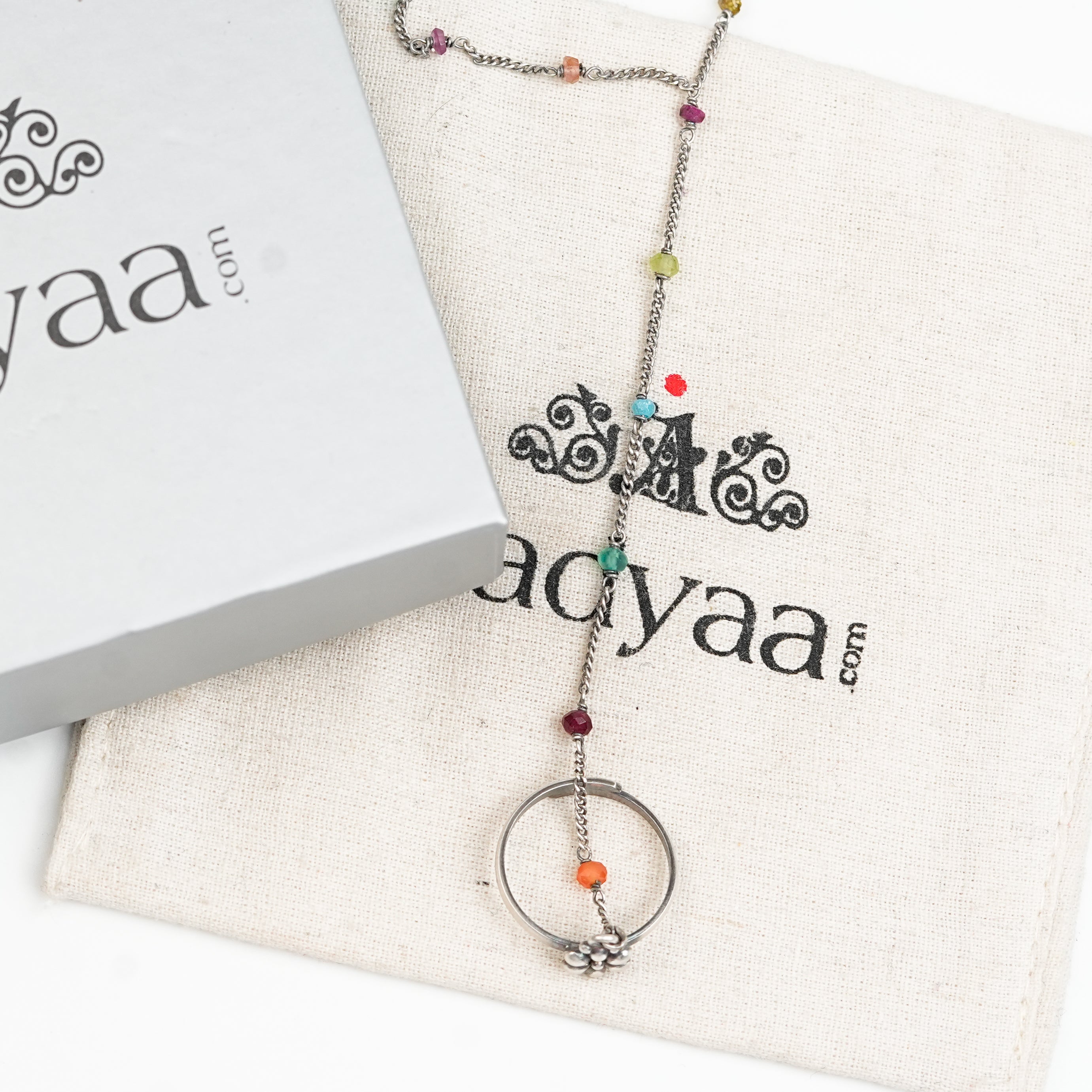 Flower Haath Phool with Multicoloured Stones | 92.5 Sterling Silver
