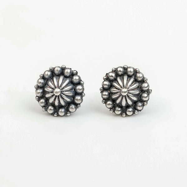 Silver Oxidized Dome Earrings