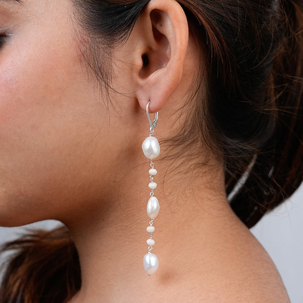 White Jade and Pearl Earrings (Project Handmade)