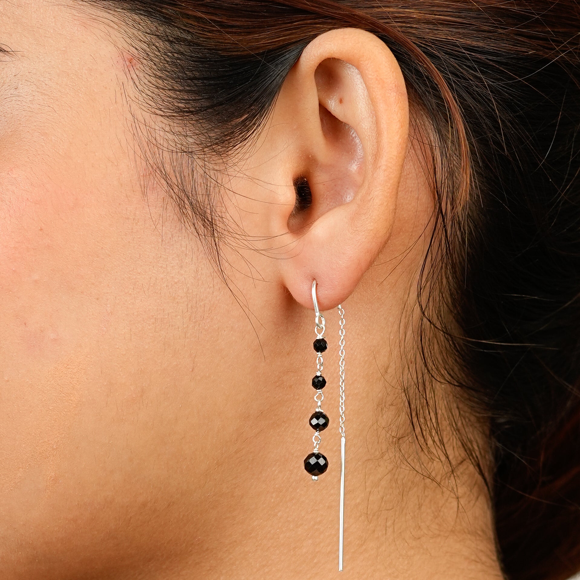 Black Spinel Knot Sui Dhaaga Earrings | 92.5 Sterling Silver