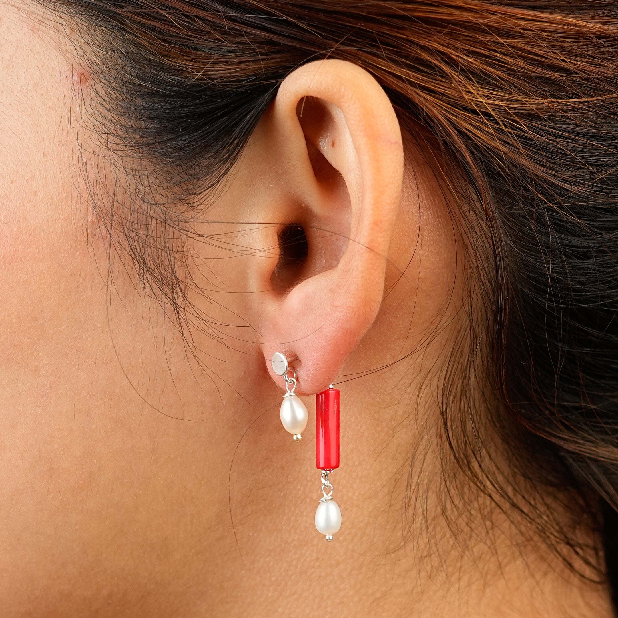 Coral and Freshwater Pearl Earrings (Project Handmade)