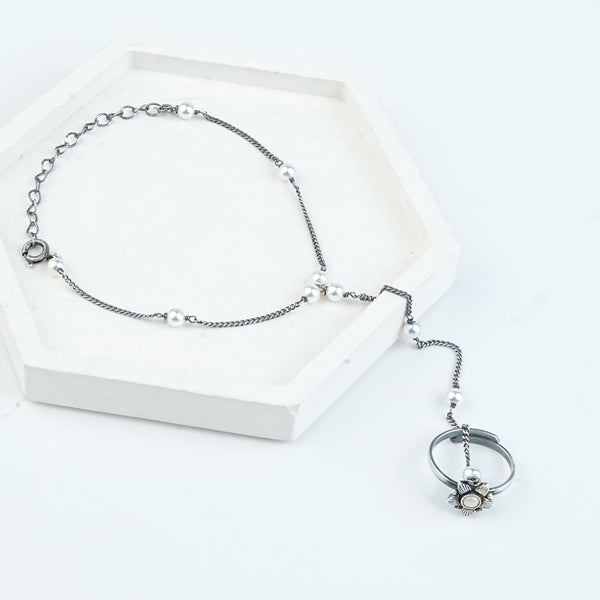 Pearl & Flower Haath Phool | 92.5 Sterling Silver