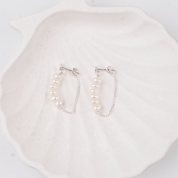 Freshwater Pearl and Chain Earrings (Project Handmade)
