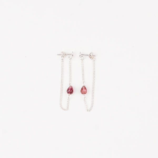 Pink Tourmaline and Chain Earrings (Project Handmade)