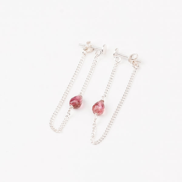 Pink Tourmaline and Chain Earrings (Project Handmade)