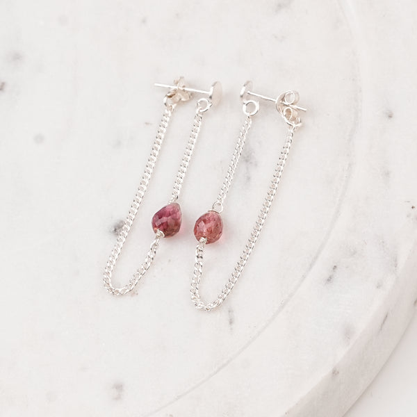 Pink Tourmaline and Chain Earrings (Project Handmade)