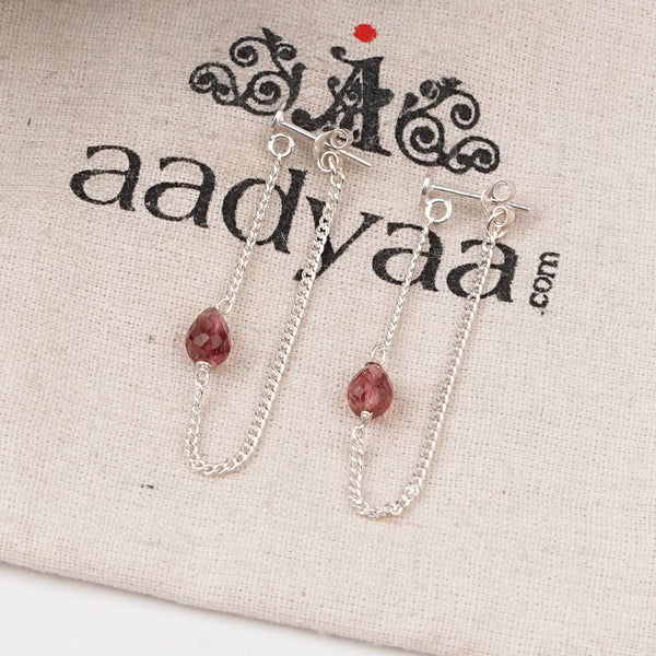 Pink Tourmaline and Chain Earrings (Project Handmade)