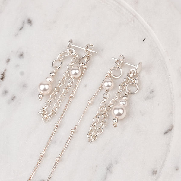 Pearl and Chain Layered Earrings (Project Handmade)