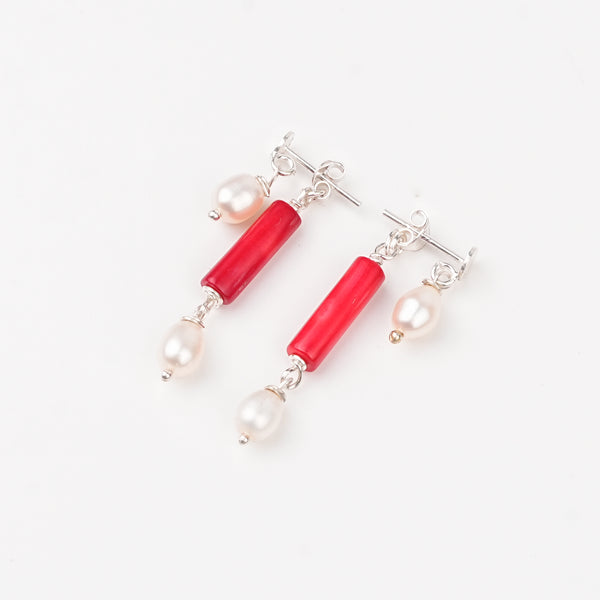 Coral and Freshwater Pearl Earrings (Project Handmade)