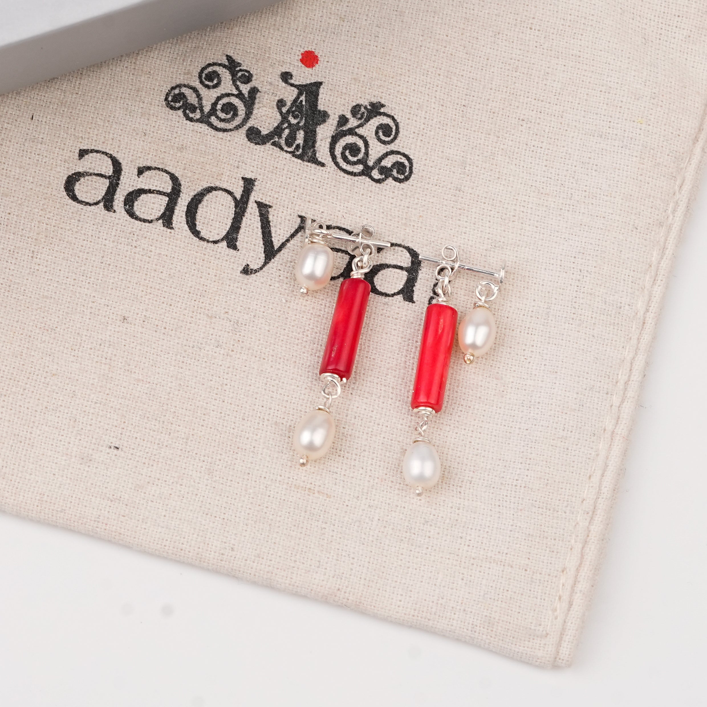 Coral and Freshwater Pearl Earrings (Project Handmade)