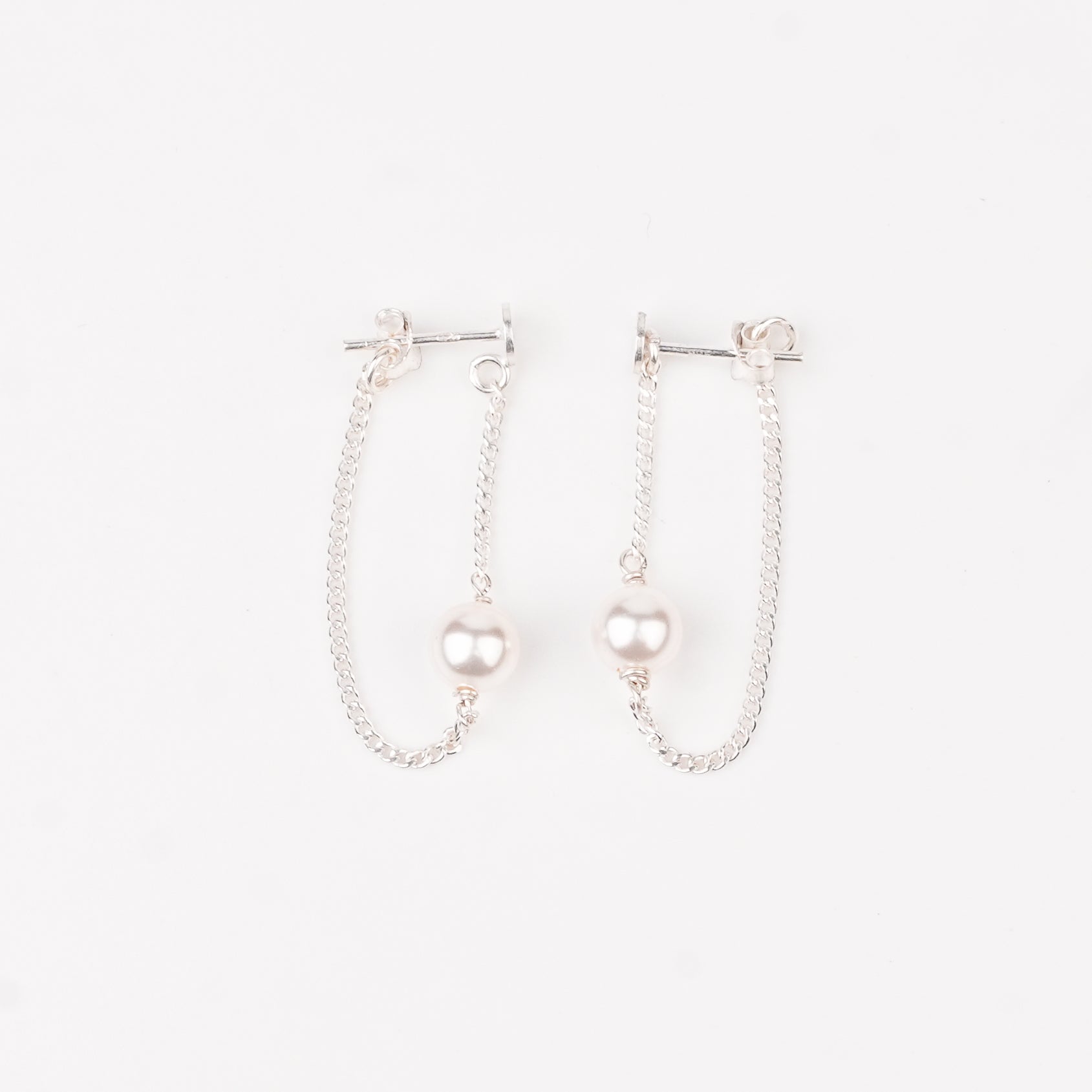 Single Pearl and Chain Earrings (Project Handmade)
