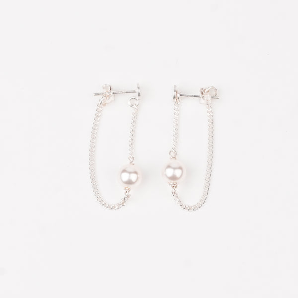 Single Pearl and Chain Earrings (Project Handmade)