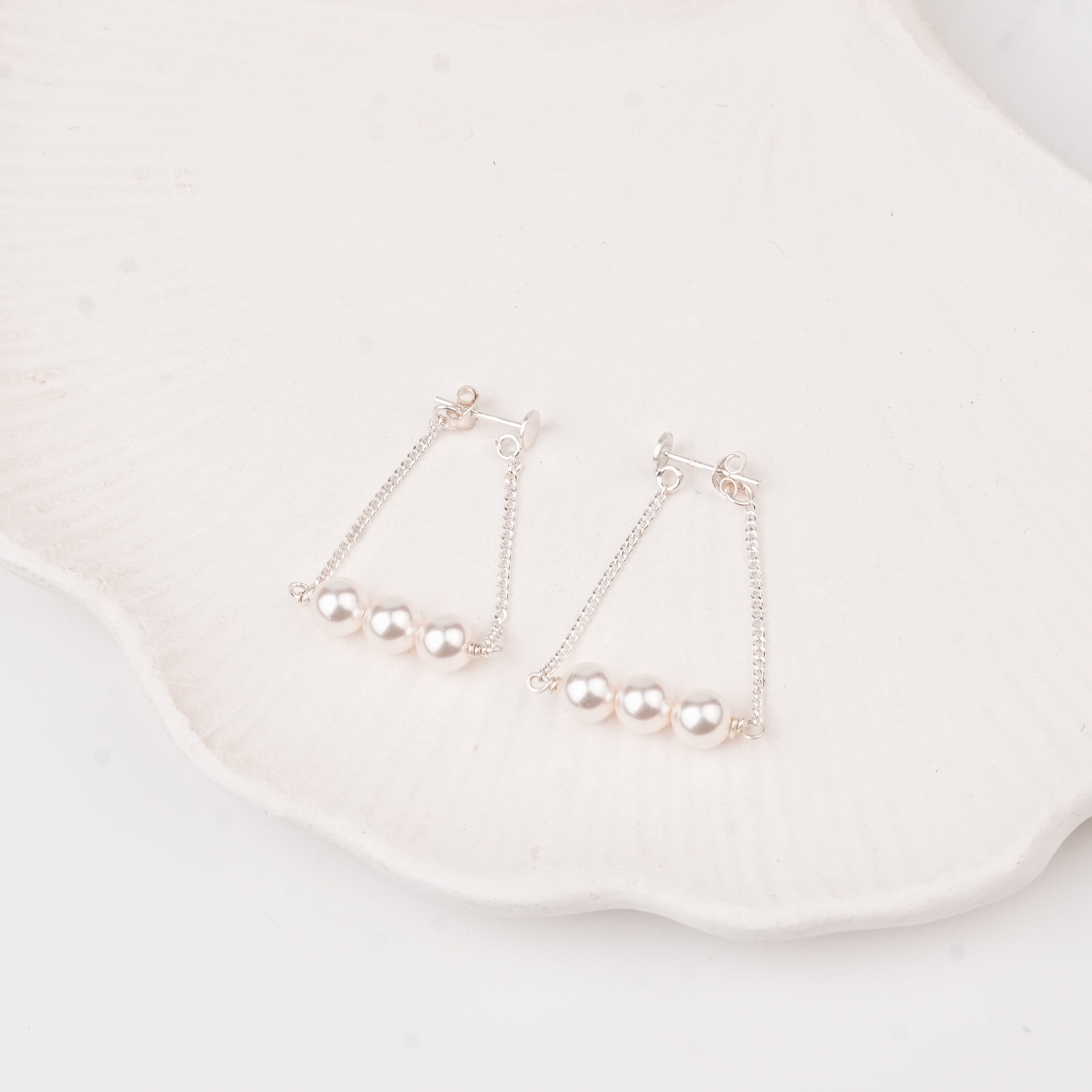Three Pearl Chain Earrings (Project Handmade)