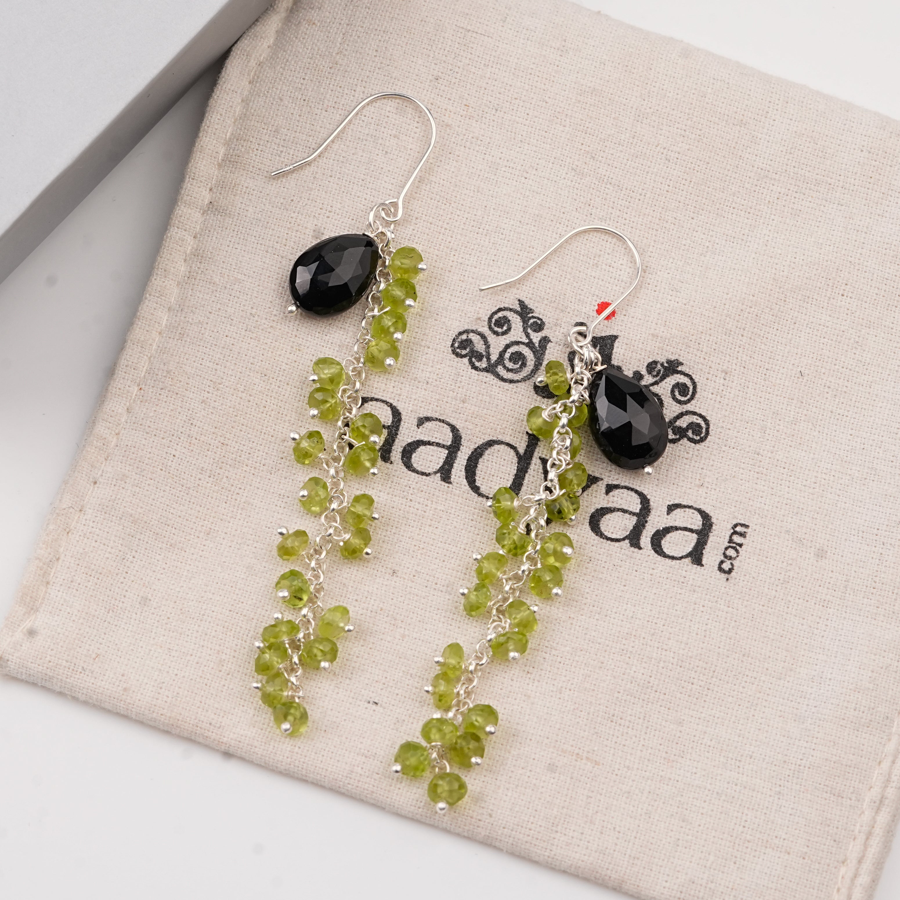 Black Spinel and Peridot Earrings (Project Handmade)