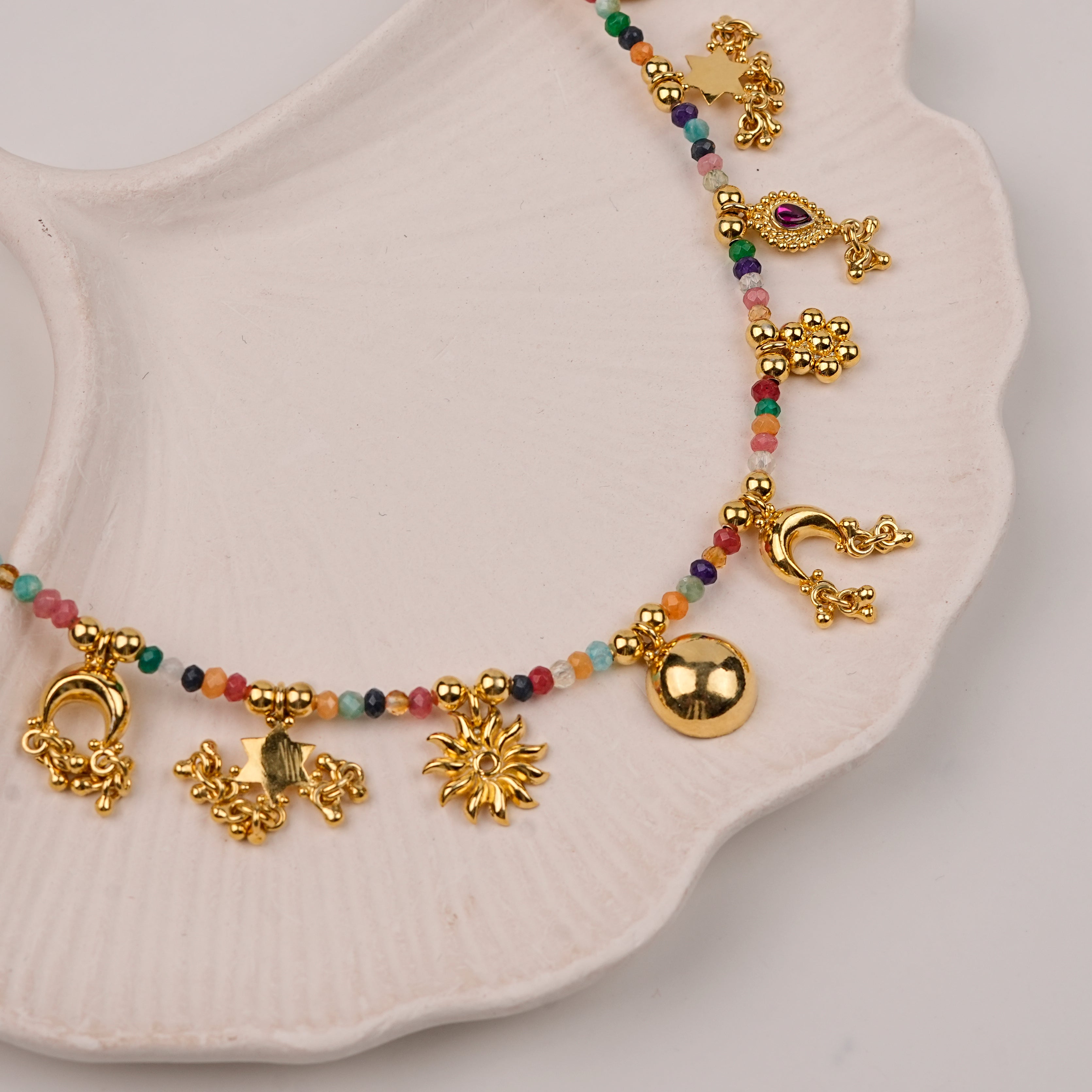 Silver Handmade Charm Necklace | 22K Gold-Plated