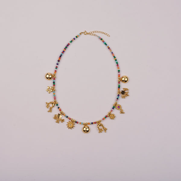 Silver Handmade Charm Necklace | 22K Gold-Plated