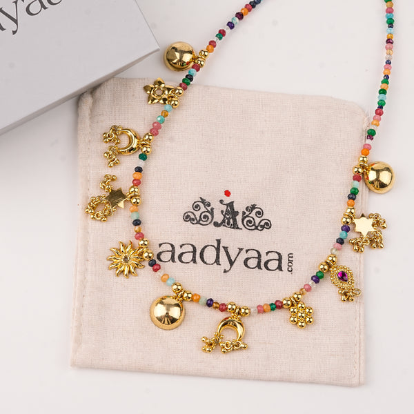 Silver Handmade Charm Necklace | 22K Gold-Plated