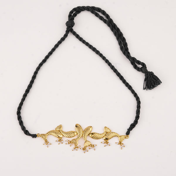 Silver Matsya Choker Necklace | 22K Gold-Plated