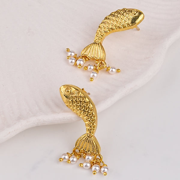 Silver Matsya Earrings | 22K Gold-Plated