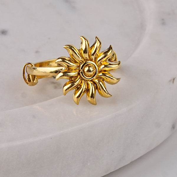 Silver Sun Ring | 22K Gold-Plated