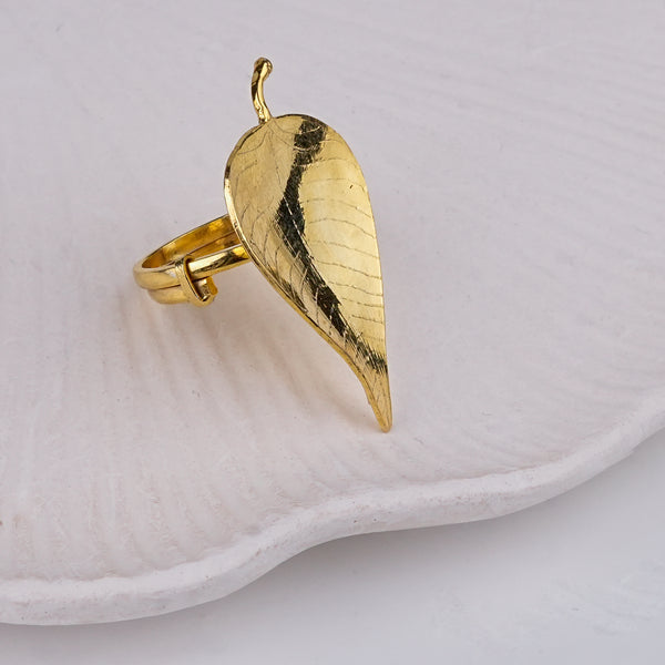 Silver Peepal Ring | 22K Gold-Plated