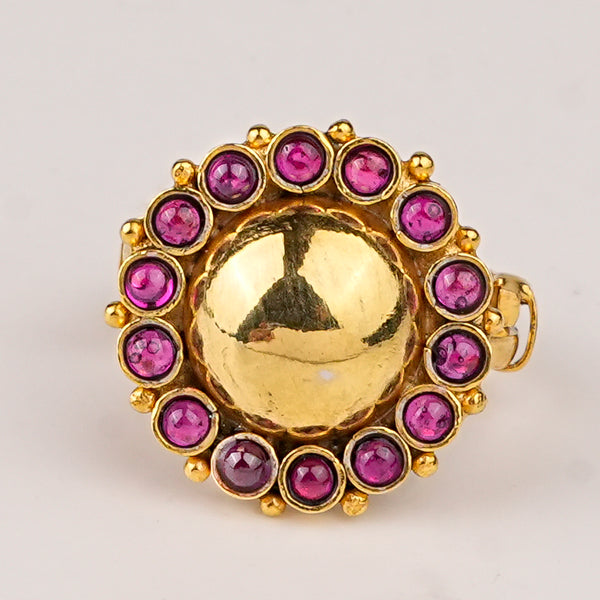 Silver Pink Flower Ring | 22K Gold-Plated