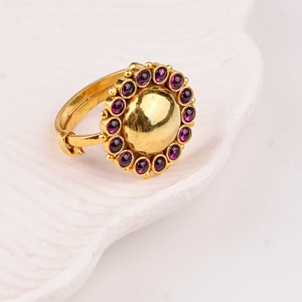 Silver Pink Flower Ring | 22K Gold-Plated