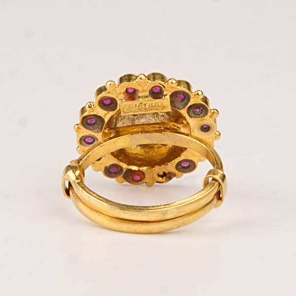 Silver Pink Flower Ring | 22K Gold-Plated