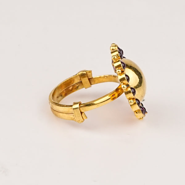 Silver Pink Flower Ring | 22K Gold-Plated