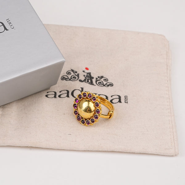 Silver Pink Flower Ring | 22K Gold-Plated