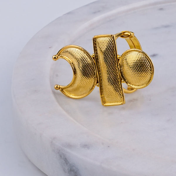 Silver Chandrakor Tikli Ring | 22K Gold-Plated