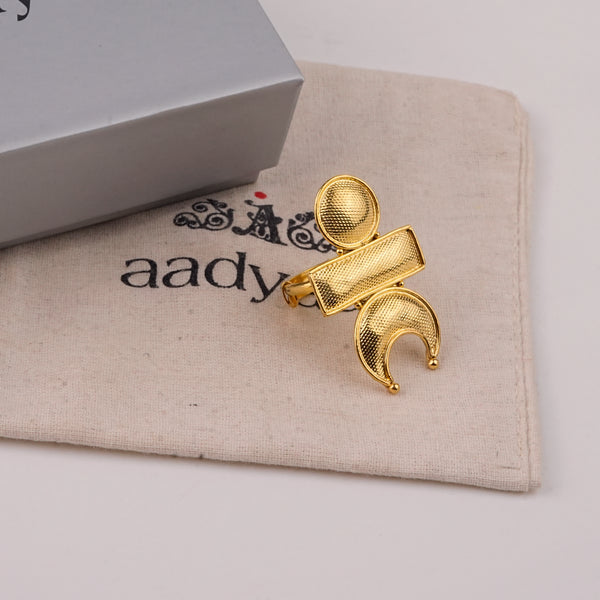 Silver Chandrakor Tikli Ring | 22K Gold-Plated