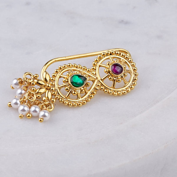 Silver Sarja Nath (Clip-On) | 22K Gold-Plated