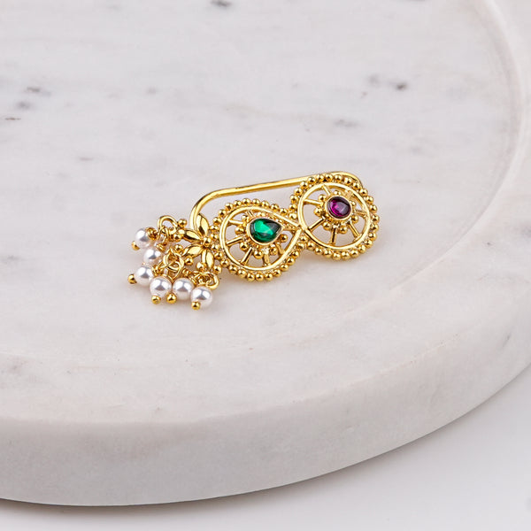 Silver Sarja Nath (Clip-On) | 22K Gold-Plated