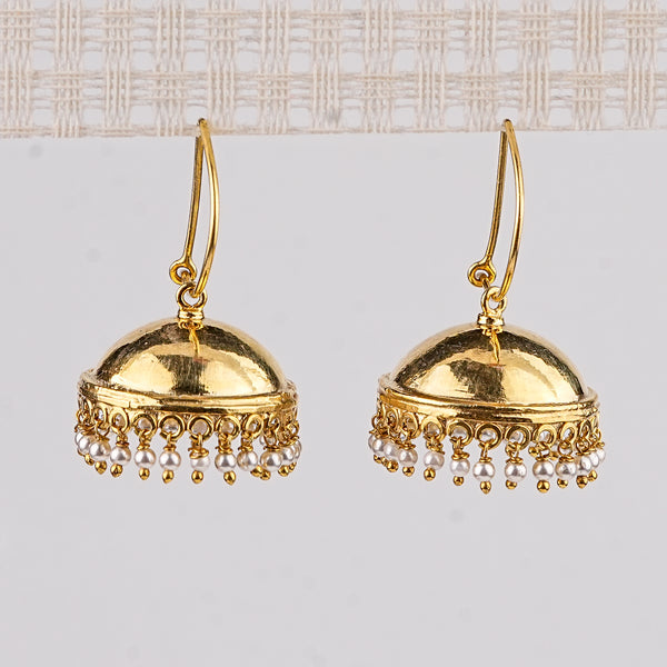 Silver Pyaari Jhumki Signature Loop Earrings | 22K Gold-Plated