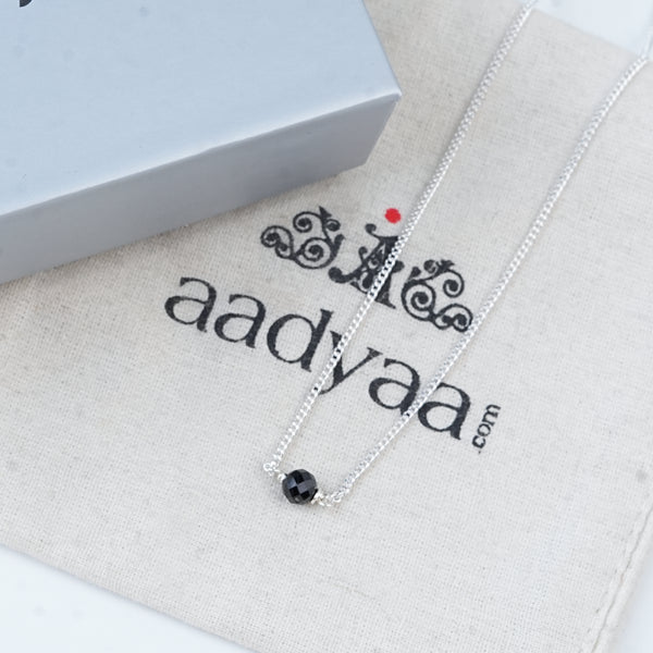 Single Black Spinel Mangalsutra | 92.5 Sterling Silver